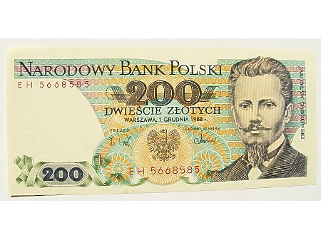 Polska- 200 zł 1988 r UNC