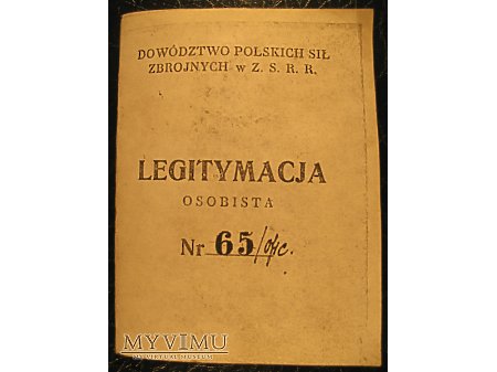 Legitymacja Osobista Bronisława Dzikiewicza
