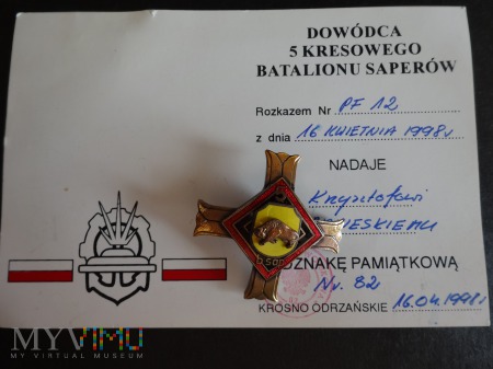 Legitymacja i odznaka 5 kresowy Batalion Saperów