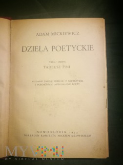 Adam Mickiewicz - Dzieła Poetyckie, 1933 rok