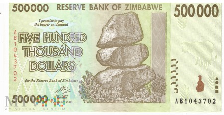 Zimbabwe - 500 000 dolarów (2008)