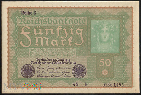 Reichsbanknote 50 mark 24.06.1919 r