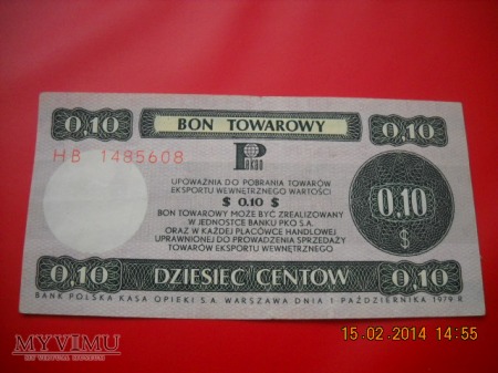 Duże zdjęcie Bon Pekao 10 centów HB 1979