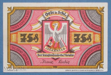 75 Pfennig 1922 r - Oels - Olesnica - Dolny Slask