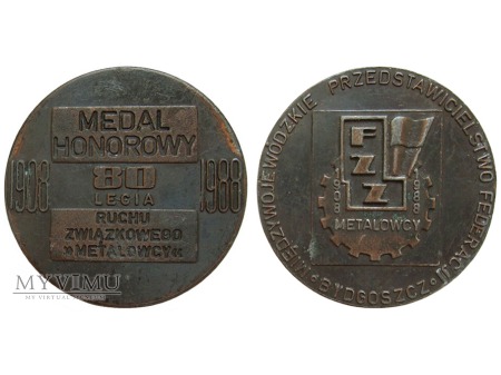 80-lecie Ruchu Zw. Metalowcy Bydgoszcz medal 1988