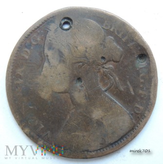 Moneta 1 pens 1872, One Penny Victoria