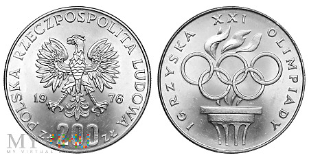 Duże zdjęcie 200 złotych, 1976, Igrzyska XXI Olimpiady