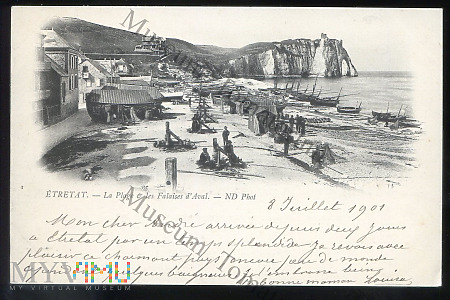 Etretat - Plaża i klify Aval - 1901
