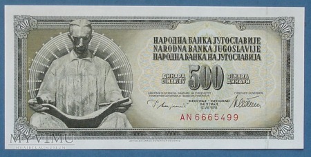 Duże zdjęcie 500 Dinarow 1978 r - Jugoslawia