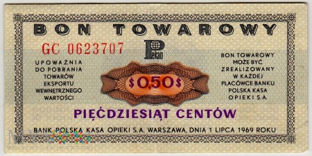 Bon Towarowy PeKaO - B16b - 50 Centów - 1969