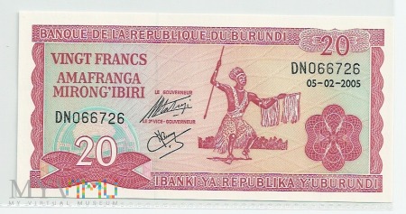 Burundi.4.Aw.20 franków.2005.P-27d.4