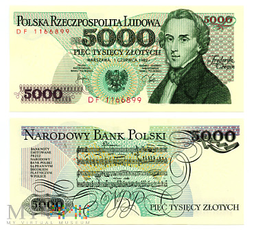 Duże zdjęcie PRL 5000 złotych 1982 (DF 1166899)