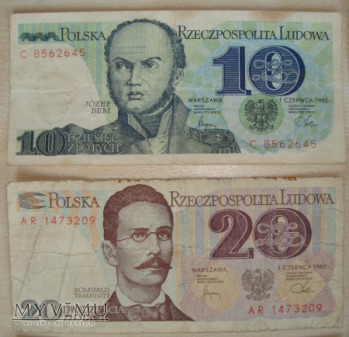 Kolekcja banknotów z pięknych czasów PRL-U