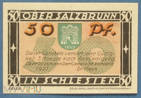 50 Pfennig 1921 - Bad Salzbrunn - Szczawno Zdroj