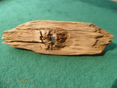 Kulka szrapnelowa w kawałku drewna