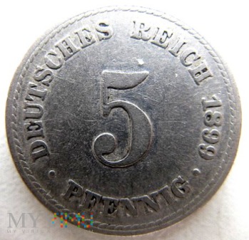 5 fenigów 1899 r. Niemcy (Cesarstwo)
