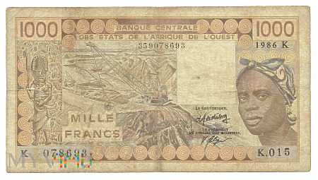 Zach.Afrykańskie Państwa, 1000 franków 1977-(1992)