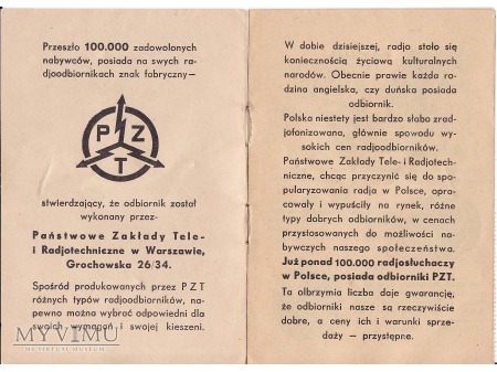 Reklama radioodbiorników-Wasilków 1935.