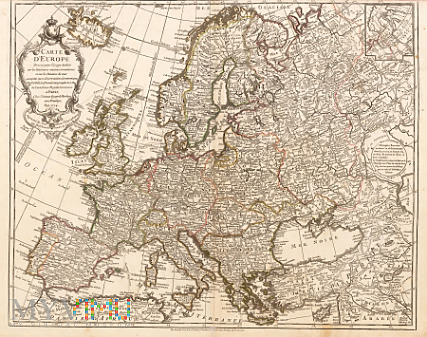 Polska na mapie europy z 1800 roku