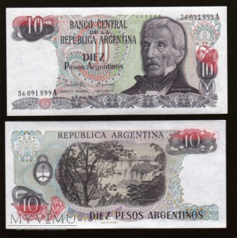 Duże zdjęcie Argentina - P 313 - 10 Pesos Argentinos - 1983