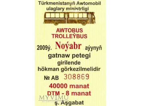 Bilet autobusowy z Turkmenistanu.