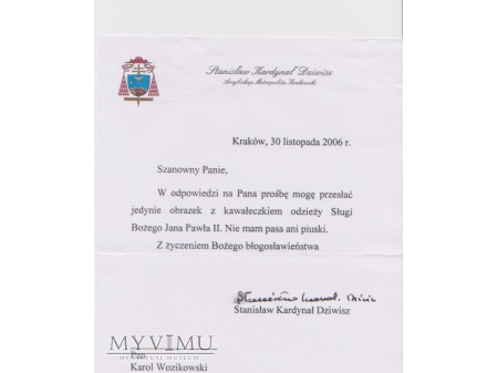 List od Kardynała Stanisława Dziwisza (2)