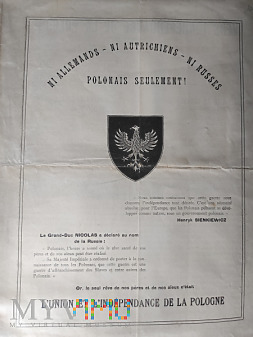 Ulotka manifestu o wolność Polski 1914-1918