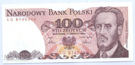 100 złotych - 1986.