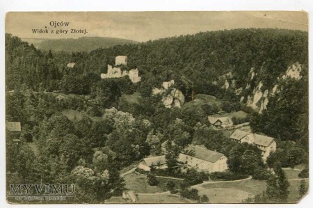 Zamek w Ojcowie - widok z góry Złotej - przed 1913