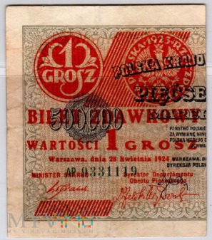 28.04.1924 - 1 Grosz - strona LEWA