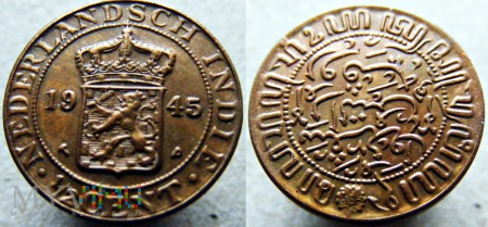 Duże zdjęcie INDIE HOLENDERSKIE ½ Cents - Wilhelmina 1945 P