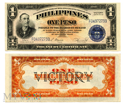 Duże zdjęcie 1 Peso 1944 (F04972759) seria nr 66 'VICTORY'