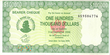 Zimbabwe - 100 000 dolarów (2006)
