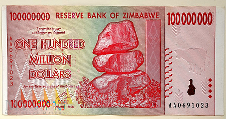 Zimbabwe 100 000 000 $ 2008