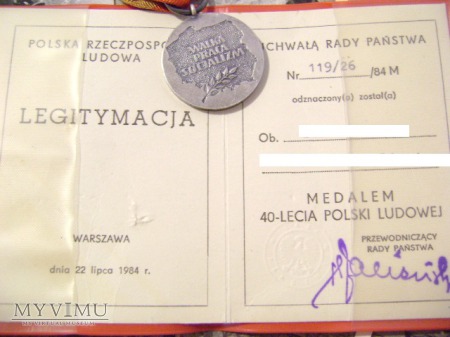Medal 40-lecie Polski ludowej
