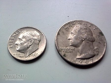Duże zdjęcie monety liberty USA 1965 ,1967