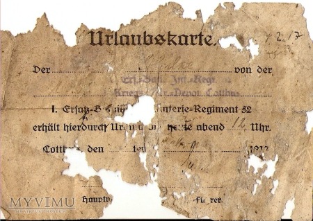 urlaubskarte 1917 r.