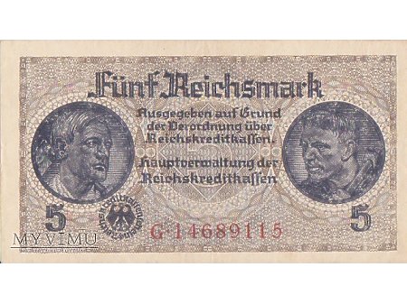 Duże zdjęcie 5 Reichsmark - 3 maj 1940 rok.