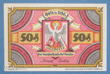 Duże zdjęcie 50 Pfennig 1922 - Oels - Olesnica Dolny Slask