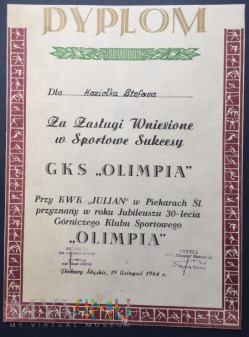 Dyplom Nagrodowy GKS Olimpia