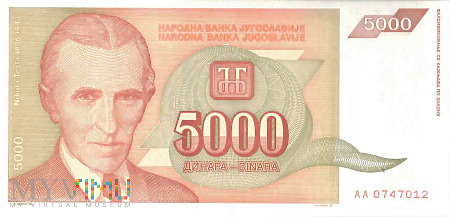 Jugosławia - 5 000 dinarów (1993)