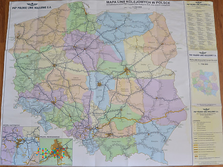 Mapa linii kolejowych w Polsce z roku 2010
