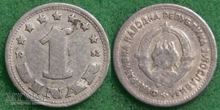 Jugosławia, 1 DINAR 1953