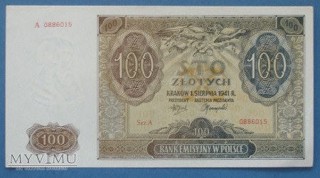 100 zlotych 1941 - Bank Emisyjny