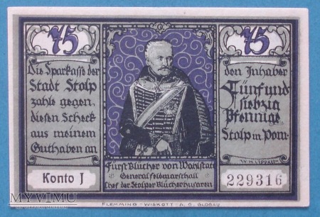75 Pfennig 1922 r - Stolp - Slupsk
