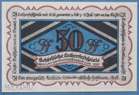 50 Pfennig 1921 r - Breslau - Wroclaw