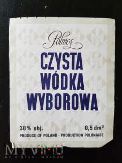 Wódka Czysta Wyborowa 38 % Polmos - Etykieta