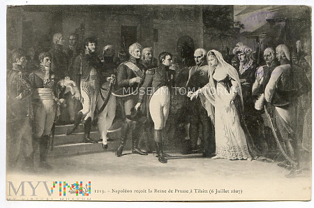 Napoleon wita królową Prus w Tylży