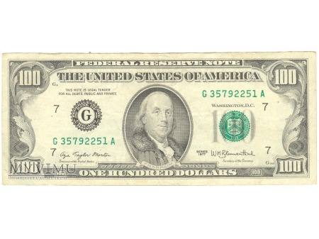 100 USD 1977 FEDERAL RESERVE NOTE