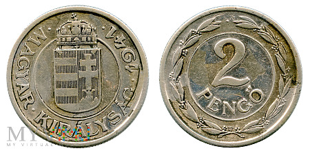 2 pengo, 1941, falista podstawa cyfry '2'